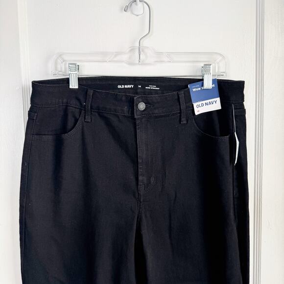 Old Navy High Rise WOW Straight Jeans Stretch 29.5” Inseam NEW Size 14 R Black - Picture 2 of 12